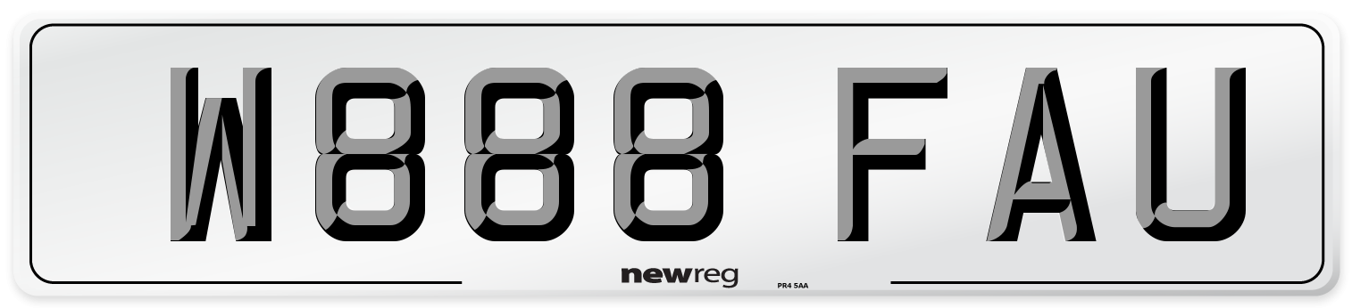 W888 FAU Number Plate from New Reg